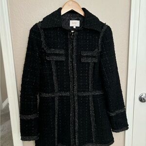 Black lined coat.  From Nordstroms